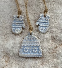 Image 8 of Ceramic Winter Hat and Mittens. Set of 3
