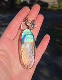Image 1 of Electroformed extra large labradorite butterfly necklace