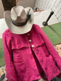 Image 3 of White Cowboy hat with Custom Fabric Hatband