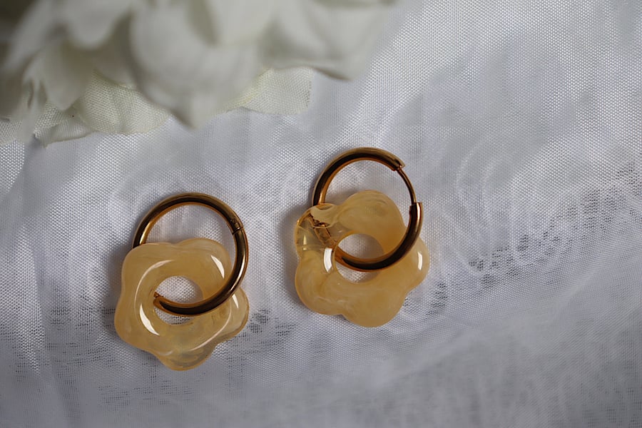 Image of Yellow Flower Hoops