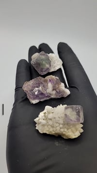 Image 11 of Set of 3 Octahedral YGX Fluorite & Candle Quartz with 9" Display - 4 Styles