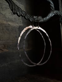 Image 1 of 14k rose gold-filled hammered hoops 