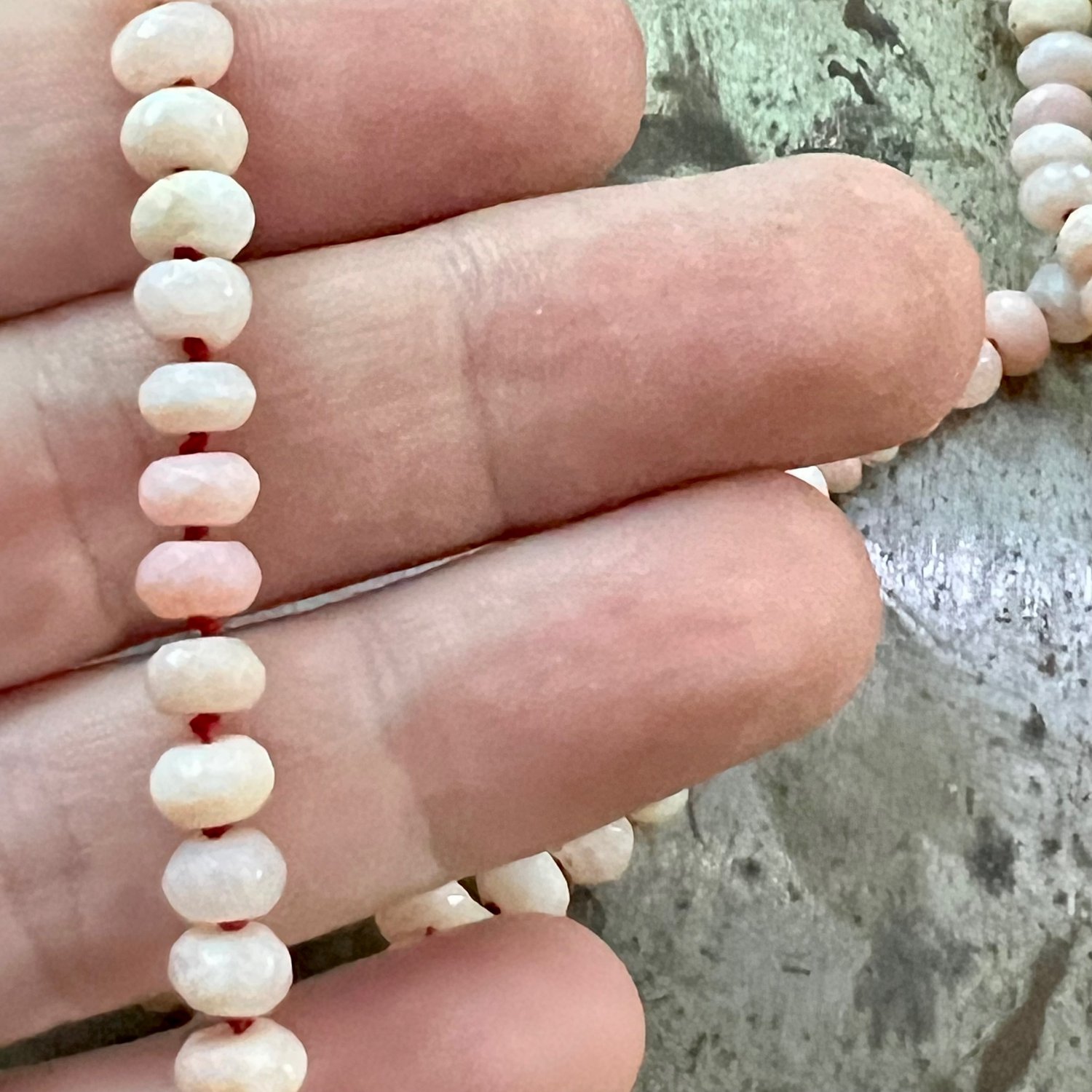Image of Faceted Pink Opal Beads with Rose Gold Filled Clasp