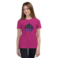 Image 15 of Youth Short Sleeve T-Shirt - Jack O Lantern Retro Purple Glow