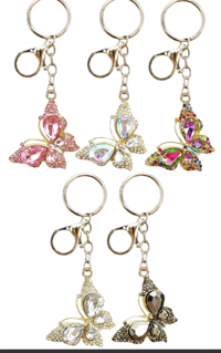 Image 1 of Butterfly Bling Gem Rhinestone Metal Alloy Key Chain