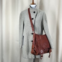 Image 5 of HANDBAG unisex genuine brown reddish leather crossbody messenger bag