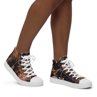 Image 1 of Dark Rose Gold Butterfly Design Goth Inspired Women’s High Top Canvas Shoes