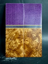 Image 2 of Burlap Micarta & Amboyna Burl Segmented Knife Scales