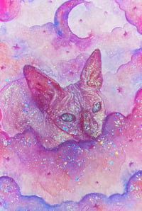 ‘Sparkling Sphynx’ Embellished Art Print