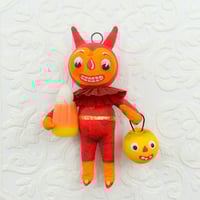 Image 1 of Little Red Devil with Jack O' Lantern and Candy Corn I