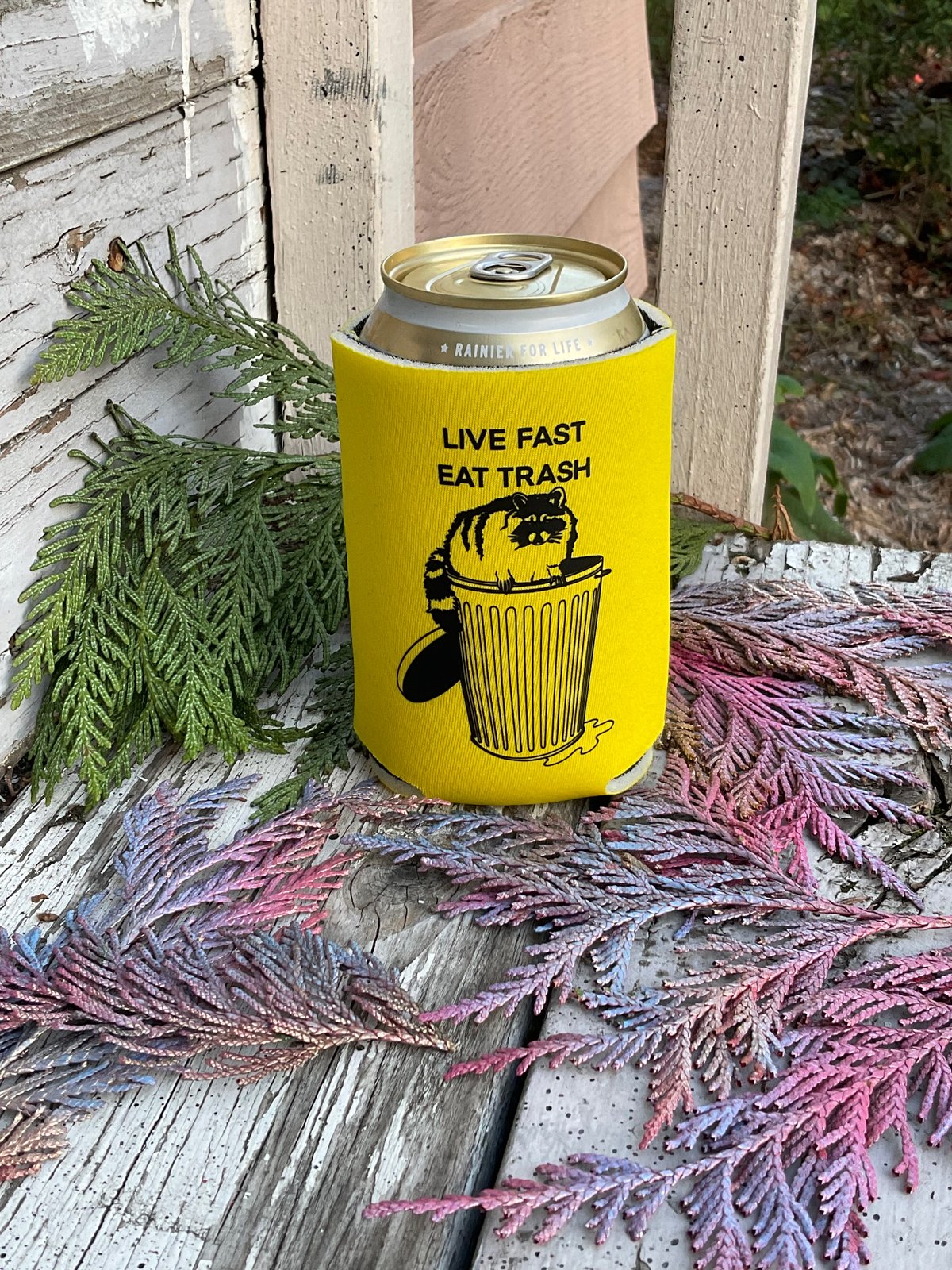 Image of Live Fast Eat Trash Koozie