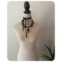 Image 1 of The Ariella Wrap Necklace - Smokey Quartz and Kodiak Black Leather  