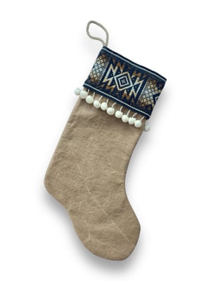 Image of CHRISTMAS STOCKING - TAN/BLACK