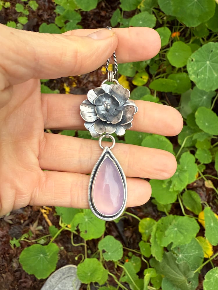 Image of Begonia Flower Natural Chalcedony Necklace