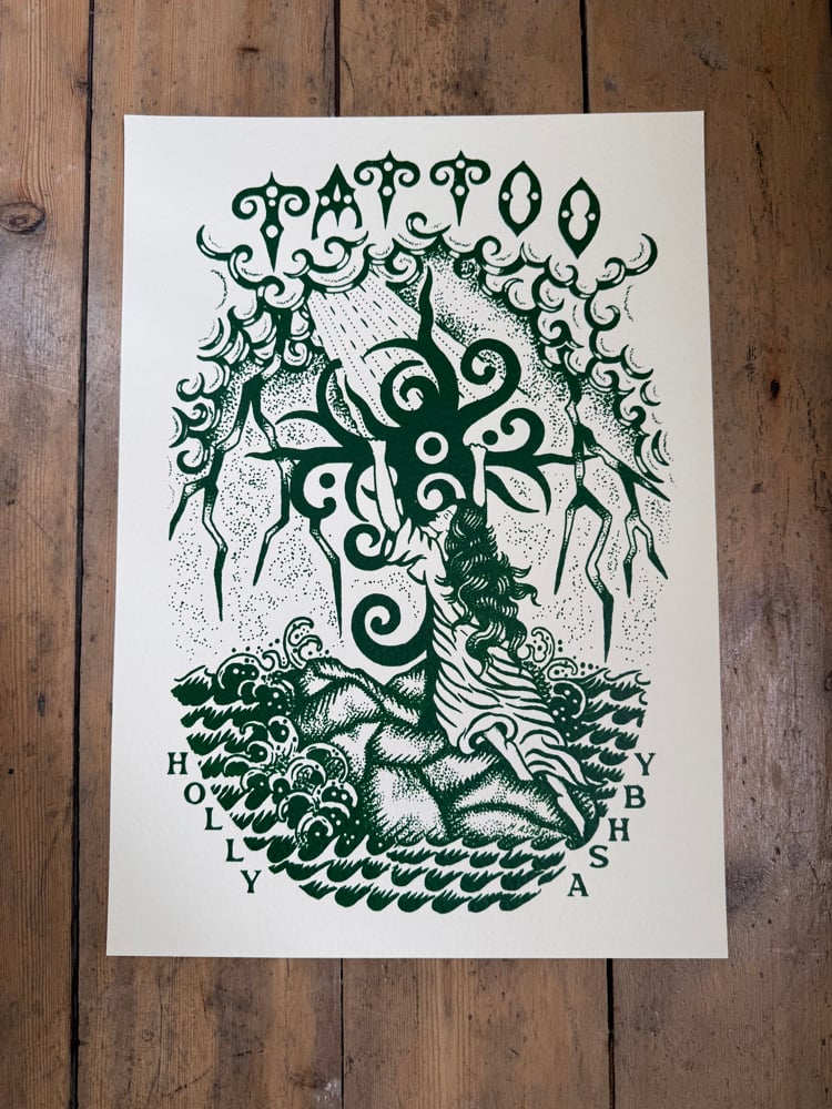 Image of A3 Screen Print Rock of Ages Green 