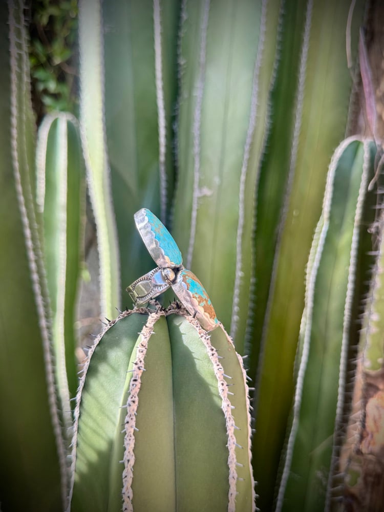 Image of Mine #8 Turquoise 2 stone ring - size 8