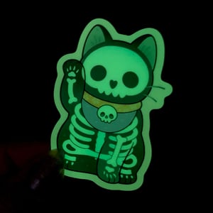 Image of Glow in the Dark Skeleton Kitty STICKER