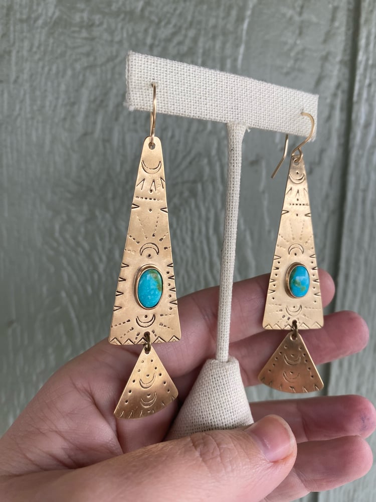 Image of READY TO SHIP Brass Spears with Turquoise 