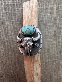 Image 2 of Natural Royston Bison Skull Ring 