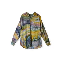Image 1 of ♻️ UPCYCLED M Men's Button Front Shirt in Appalachian Sunset Geode Ice Dye