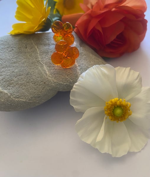 Image of Glass Flower Studs - Transparent Orange