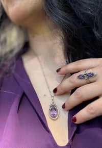 Image 4 of Superbe pendentif en argent massif, améthyste et perle, avec chaîne, époque Art Déco, 1910-30