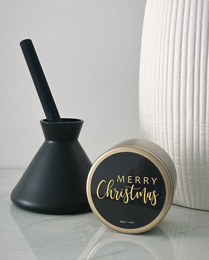 Image of Luxe Matte Gold - Merry Christmas Large Tin Soy Candle