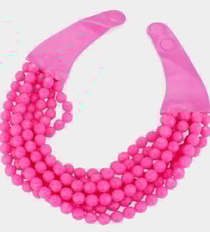 Image of Angelica Chunky Acrylic Beaded Multi Layered Faux Leather Necklace