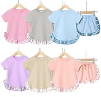 Image 2 of Satin Frill Shorts Set