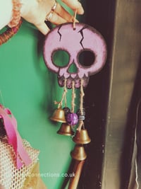 Image 1 of Samhain witch bells- lavender skull