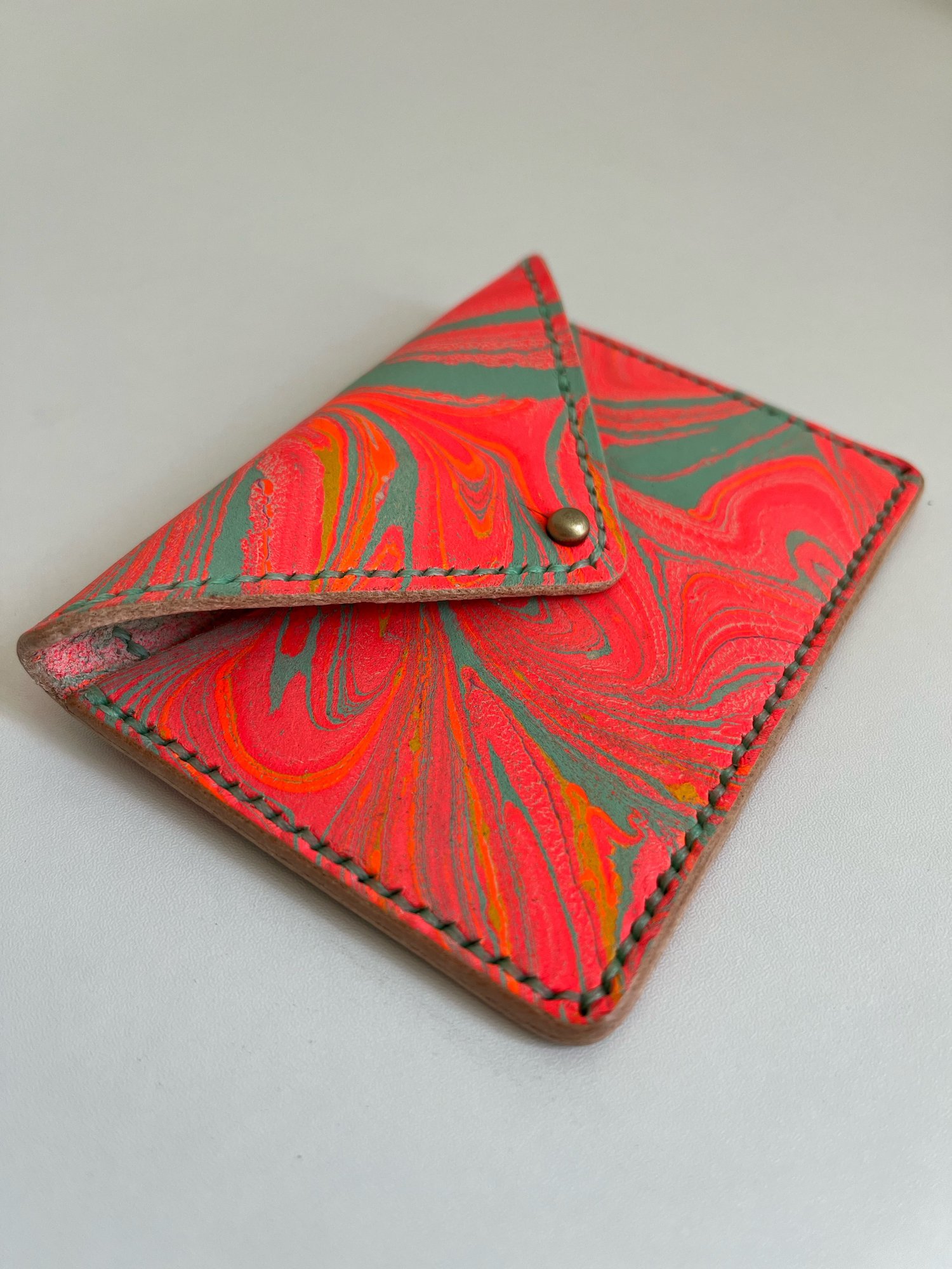 Image of Fluorescent Orange Marbled Envelope Wallet 