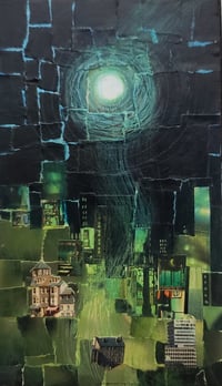 Image 1 of Distant Space Town -original mixed media collage