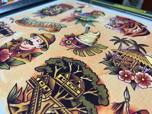 Image of Adventureland Inspired Traditional Tattoo Flash Sheet: ADV-01 11x14