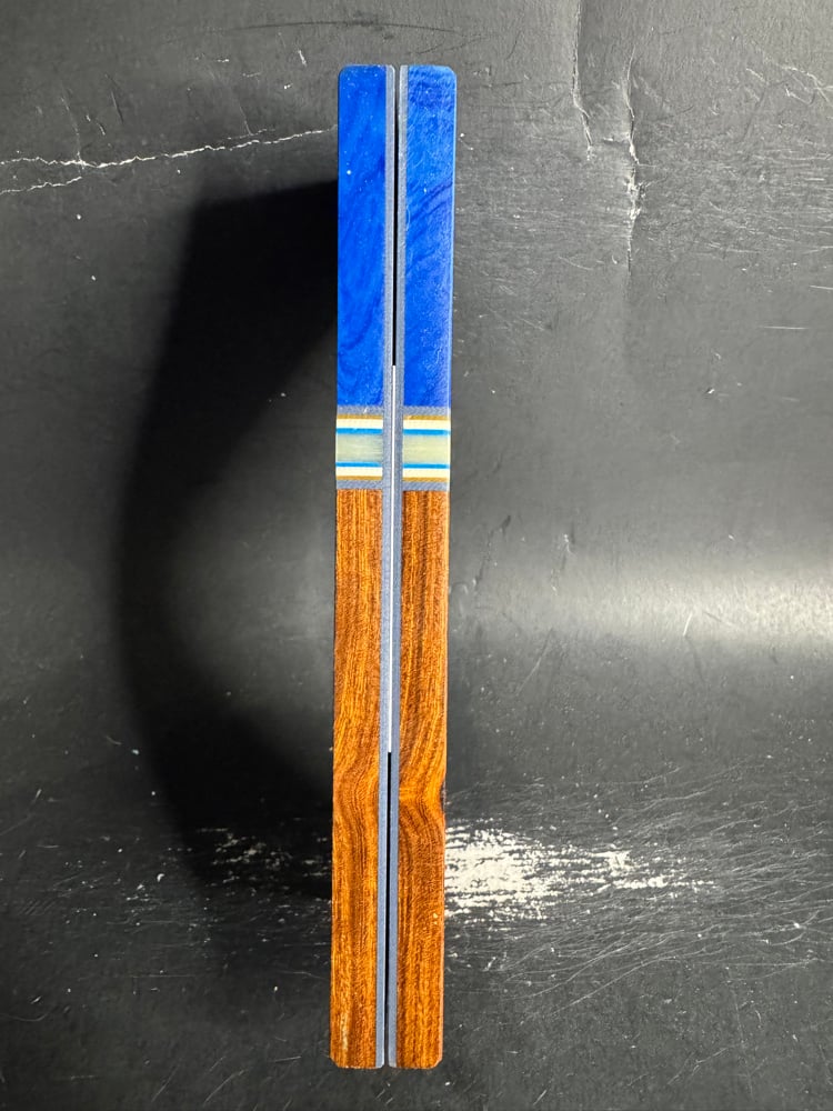 Image of Blue Juma Gem Resin & Desert Ironwood Segmented Knife Scales