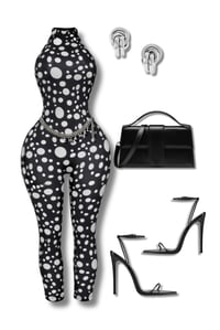 Image 2 of Midnight Polka Luxe Halter Romper