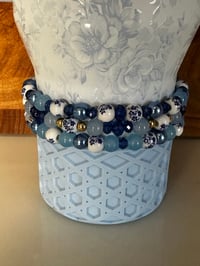 Image 3 of Cherish Blue and White Tumbler Bracelet Stack