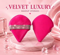 Image 1 of Rhinestones Makeup Puff (2pack)  Black /Hot Pink