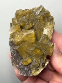 Image 3 of Yellow Barite On Purple Fluorite Specimen | Jiangxi China #2765