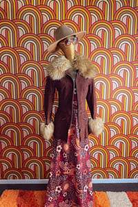 Image 5 of Vintage burgundy suede penny lane coat