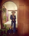 early 70s denim appliqué trouser suit