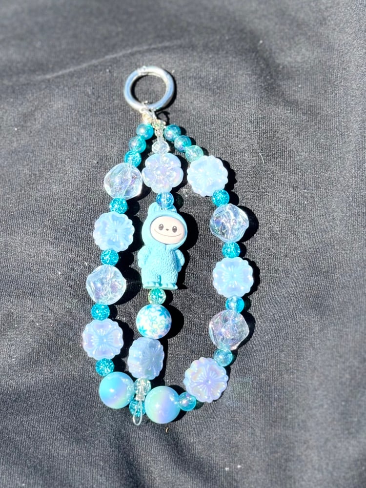 Image of Double Labubu Bag Charm- Blue 