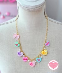 Image 1 of 22k Gold Plated Candy Hearts Charm Necklace 