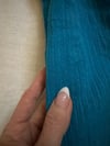 70s indian turquoise gauze ruched sleeve dress 