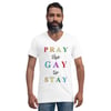 "PRAY THE GAY TO STAY" Unisex V-Neck Tee by InVision LA