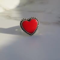Image 1 of Handmade Sterling Silver Plain Rosarita Heart Ring 925