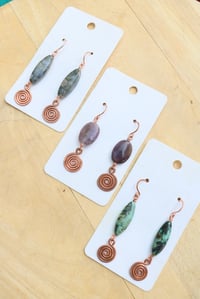 Image 1 of Copper + Swirly Beaded Earrings