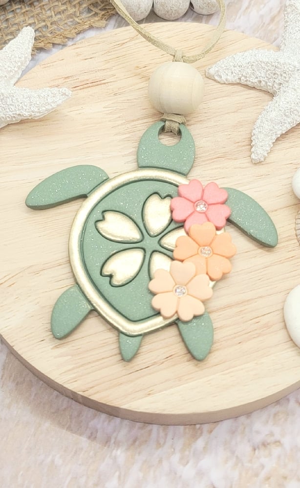 Image of Floral Reef Turtle Car Hanger