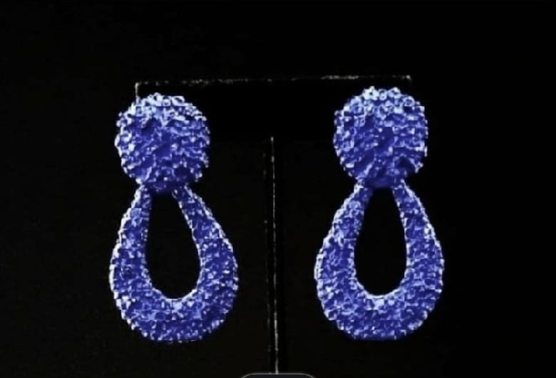 Image of Royal Blue Beaten Pierced Earrings 