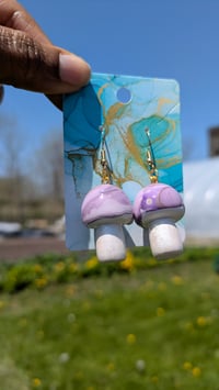 Image 3 of Lavender Ice Cream Mushroom Dangles 