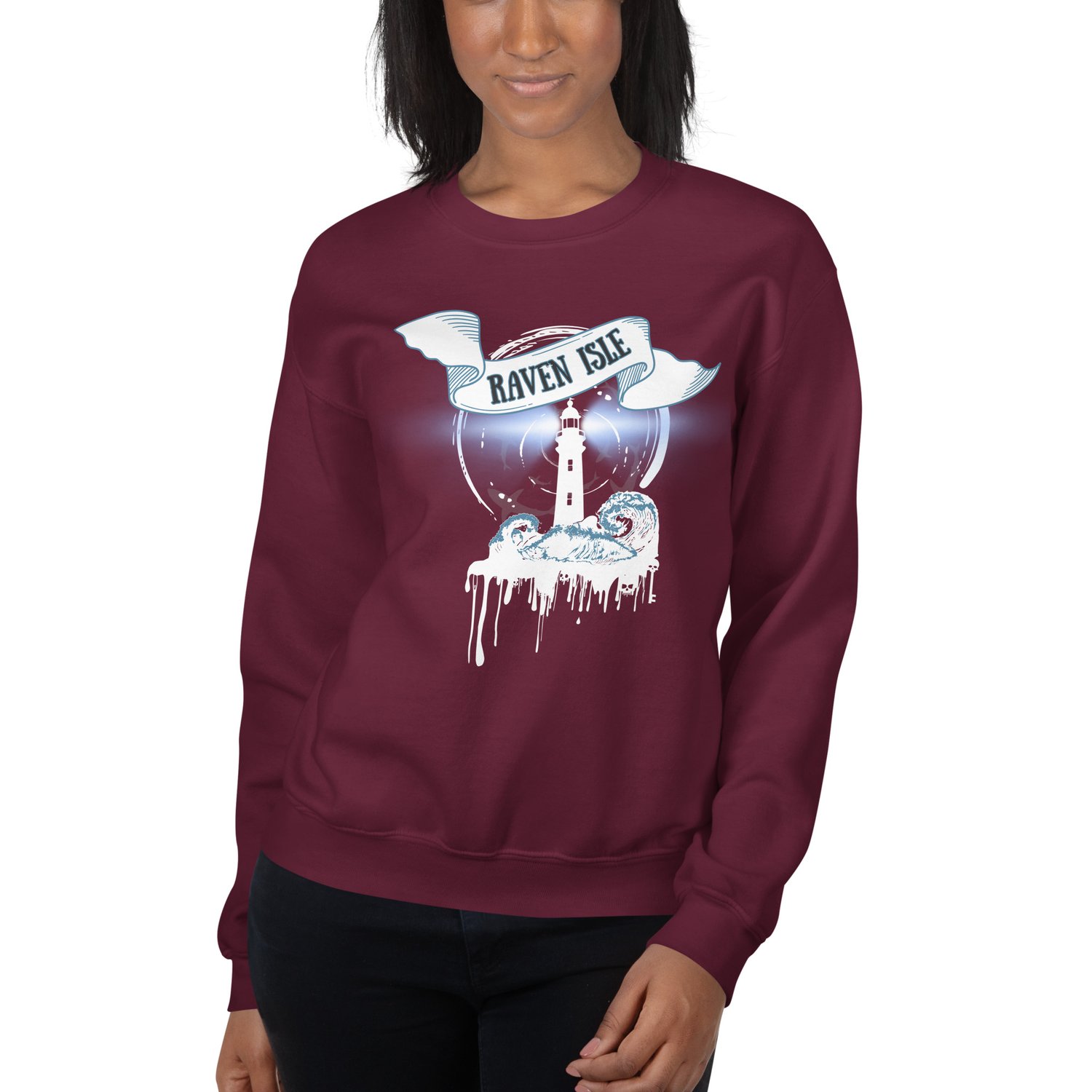 Image of Officially licensed does it hurt Raven Isle white Unisex Sweatshirt